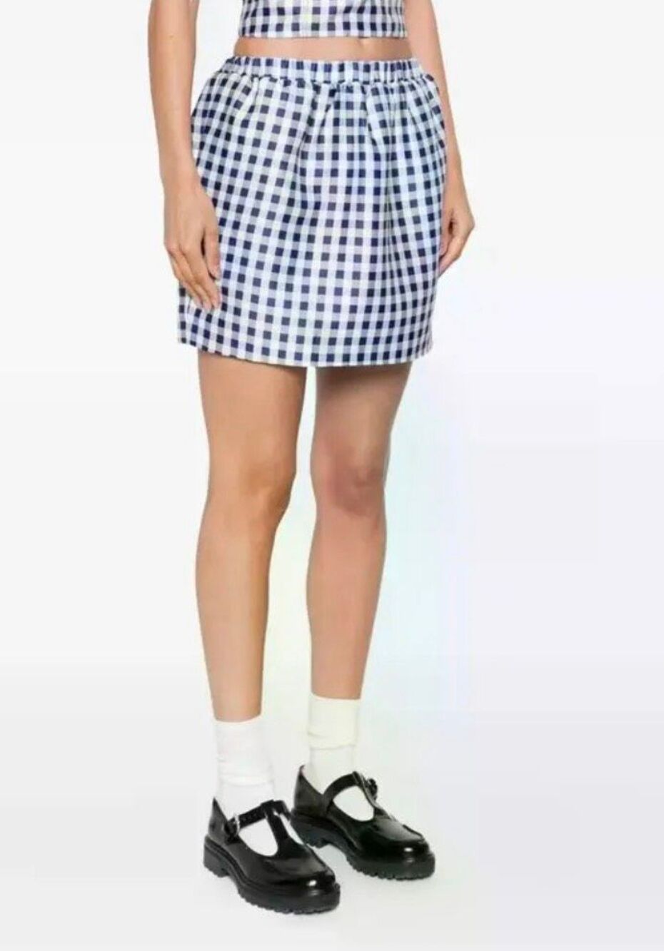 Self-Portrait gingham pleated skirt in blue & White NWT Size 4